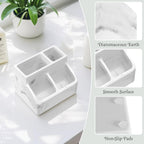 Luxspire Toothbrush Holder, Fast Drying Toothbrush Holders for Bathroom, Diatomaceous Earth Electric Tooth Brush Organizer Toothpaste Holder for Countertop Dresser, Marble White