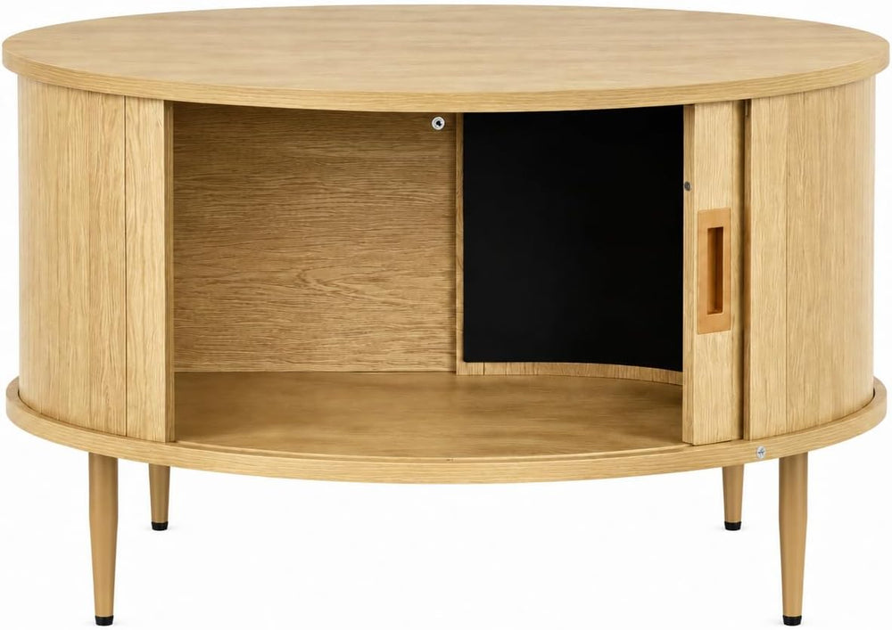 ARTPOWER 32" Round Coffee Tables for Living Room,Mid Century Modern,Oak