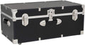 HomeStock Rustic Romance Heavy Duty 30" Under Bed College Storage Trunk with Lock, Latch Closure Type, 15.75" D x 30" W x 12.25" H, Ideal Camp Dorm Room Trunk Footlocker Black