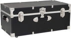 HomeStock Rustic Romance Heavy Duty 30" Under Bed College Storage Trunk with Lock, Latch Closure Type, 15.75" D x 30" W x 12.25" H, Ideal Camp Dorm Room Trunk Footlocker Black