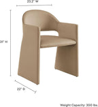 Modway Talia Performance Velvet Dining Armchair in Taupe - Modern Curved Dining Chair with Open-Back - Stain-Resistant Velvet Barrel Chair - Living Room Accent Chair with Arms