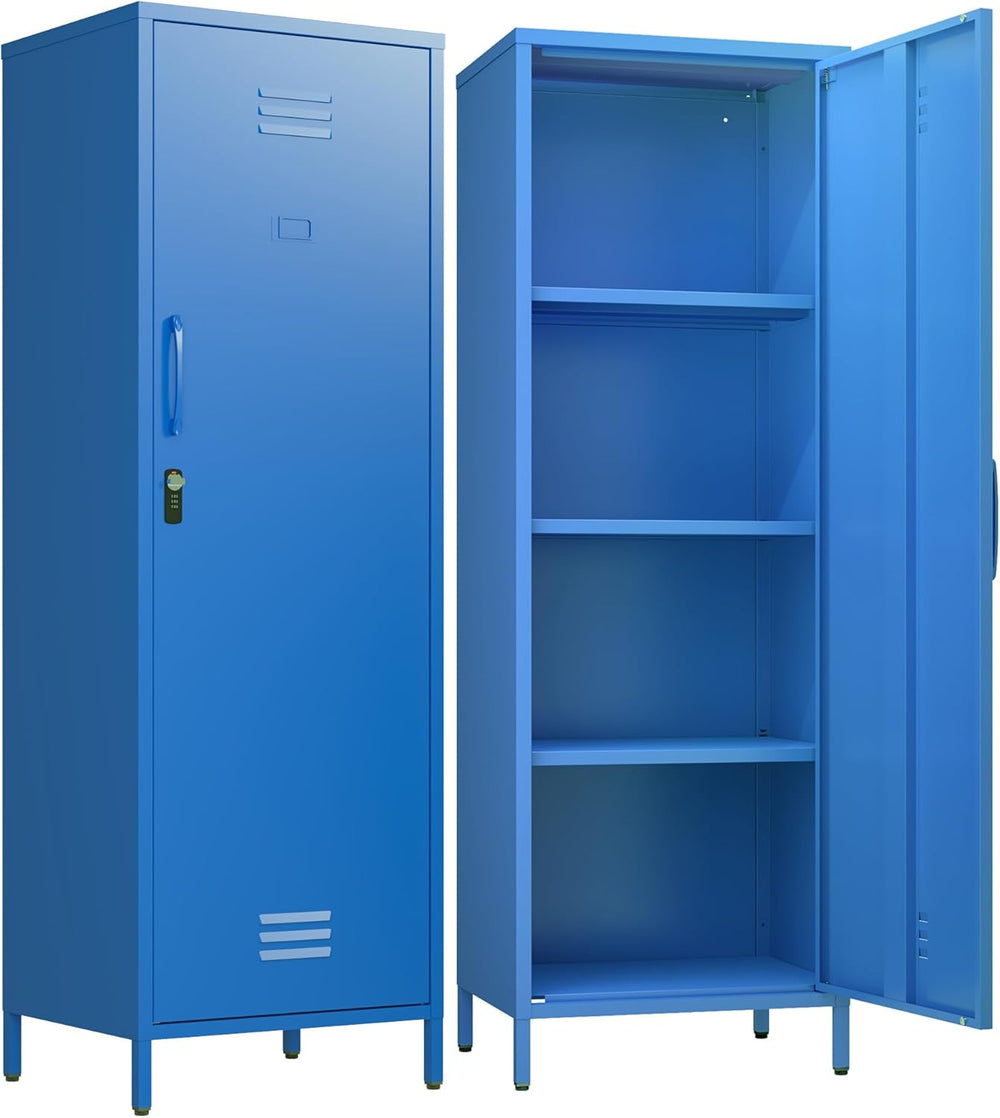 Metal Locker Storage Cabinets 59.06"H Navy Blue Locking File Cabinets Ki...