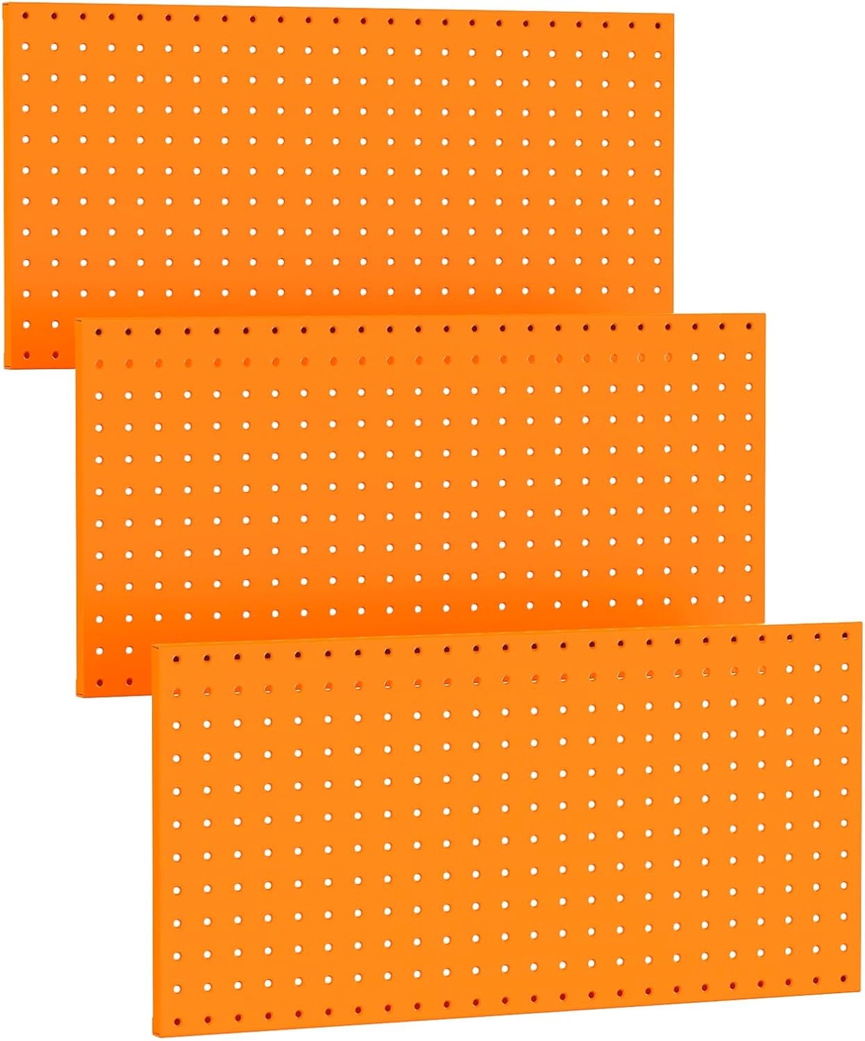 TORACK 3 PCS Metal Pegboard Panels(12x24 inch) for Wall Garage Tools Storage Pegboard for Workbench, Modular Peg Board Tool Organizer Board Kit(Pack of 3, Orange)