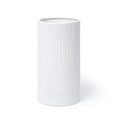 D'vine Dev 10 Inch Cylinder Vase, White Waterfall Textured Ceramic Flower Vase for Home Décor, VS-WF-B-2