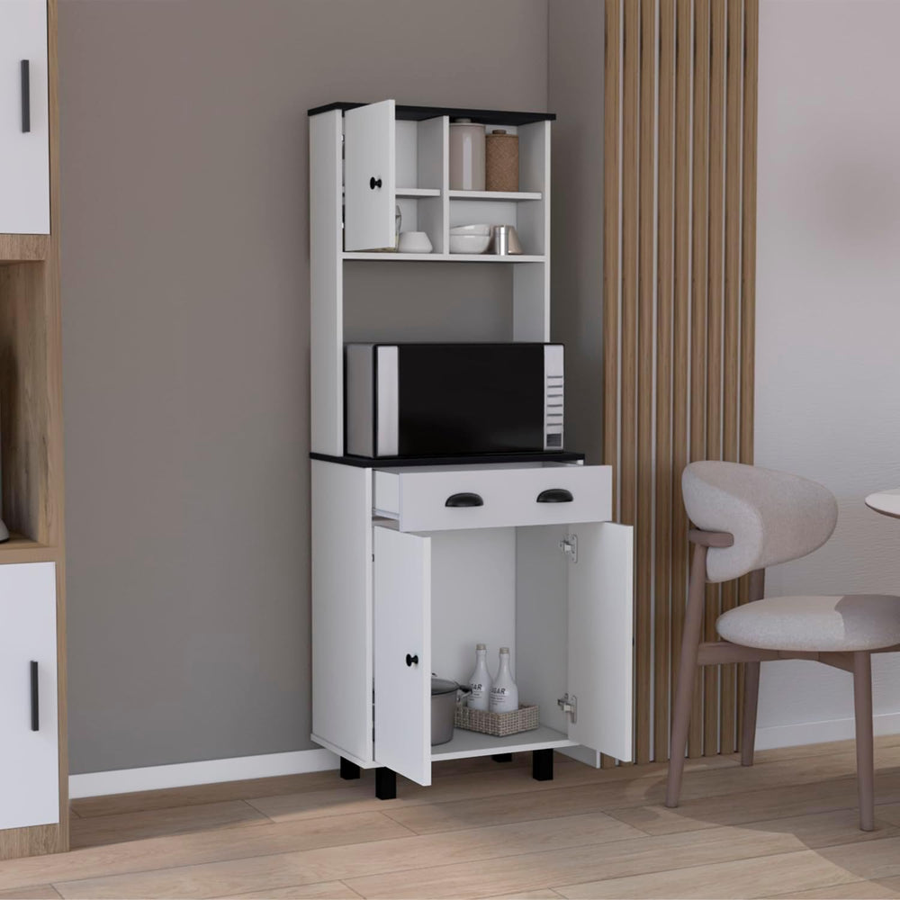 Depot E-Shop Waco 67" H Kitchen Pantry with Two Cabinets, Two Open Shelv...