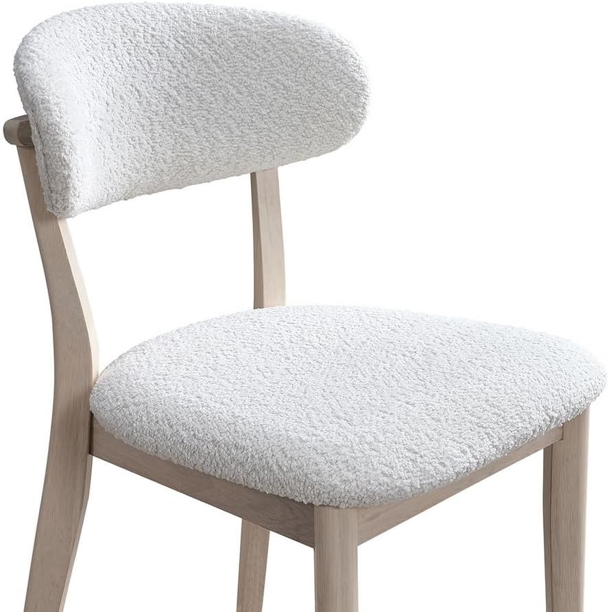 2Pcs Upholstered Wood Dining Chair, White Wash Color