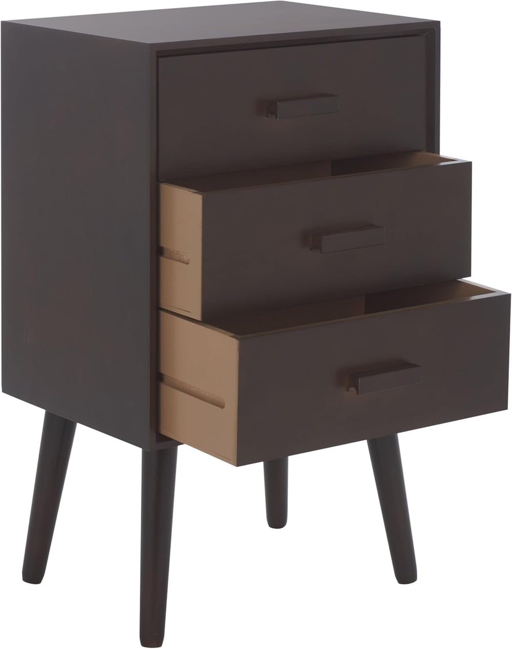 SAFAVIEH Home Collection - Pomona Dark Chocolate Nightstand, 3-Drawer Accent ...