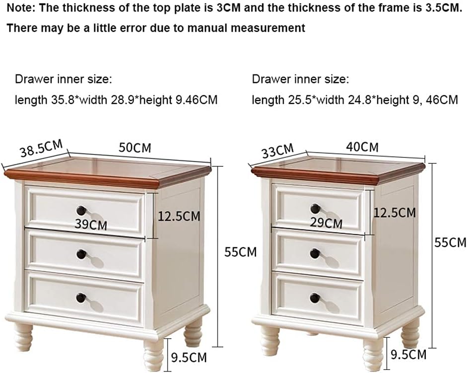 Nightstand Modern Solid Wood Bedside Storage Cabinet with 3 Layers of Drawers...