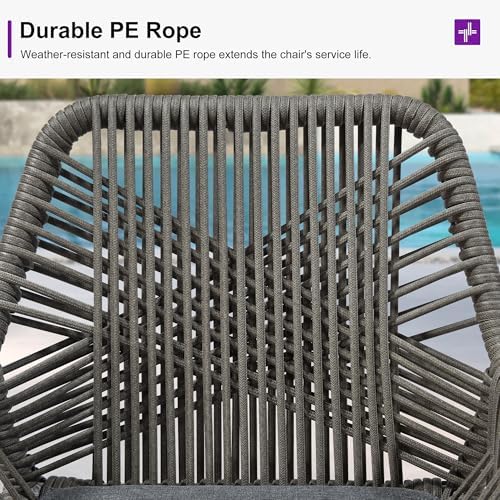 PURPLE LEAF 24" Bar Stools Set of 2 Comfortable Seat Cushion, Smoke Grey