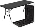 70.8" W X 29" D X 29" H - 6 ft Black Folding Table Heavy Duty Portable, Plastic Folding Utility Folding Table for Camping, Picnics & Parties