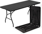 70.8" W X 29" D X 29" H - 6 ft Black Folding Table Heavy Duty Portable, Plastic Folding Utility Folding Table for Camping, Picnics & Parties