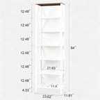 HOMISSUE Bookshelf, 7-Tier Bookshelf, Rustic Wood Metal Bookshelves and Bookcases, Freestanding Open Bookshelf, Industrial Tall Bookcase for Home Office, Living Room and Bedroom, White