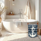 Laundry Baskets 15.7x19.7 Inch Large Nautical Anchor Design Collapsible Laundry Hamper with Handles Oxford Fabric Clothes Storage Bin Foldable Dirty Clothes Organizer for Bedroom Bathroom Dorm