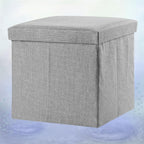 PRETYZOOM Foldable Storage Stool 11.8 Inch Square Cloth Cube with Lid Multifunctional Storage Footstool for Home Organization and Seating