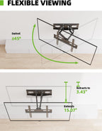 USX MOUNT TV Wall Mount for 32-74 inch Flat Screen/LED/4K up to 110lbs, Full Motion TV Mount Bracket with Swivel & Tilt Articulating Dual Arms, Max VESA 400x400mm, Fits 12/16" Wood Studs