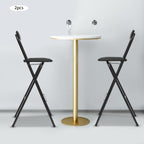 Folding Bar Stool with Back Portable Tall Folding Barstools 29.5" H Counter Height Foldable Chairs with Sponge PU Cushion & Grippy Pads for Kitchen Shop Cafe Dining Room (2, Black)