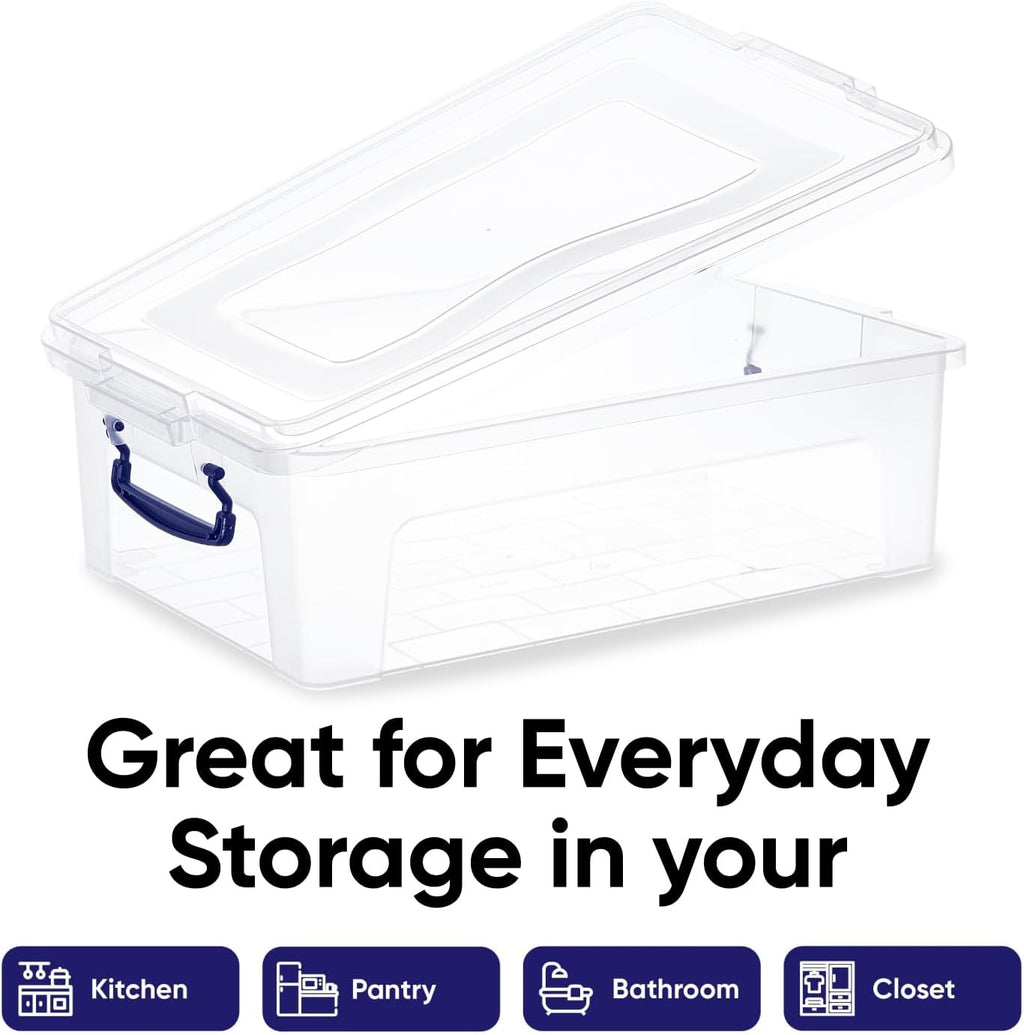 Superio Storage Bins with Lids- Clear Boxes for Organizing, Stackable Plastic Containers- BPA Free, Non-Toxic, Odor Free, Organizer for Home, Office, Dorm (6 Pack, 22.7 Qt)