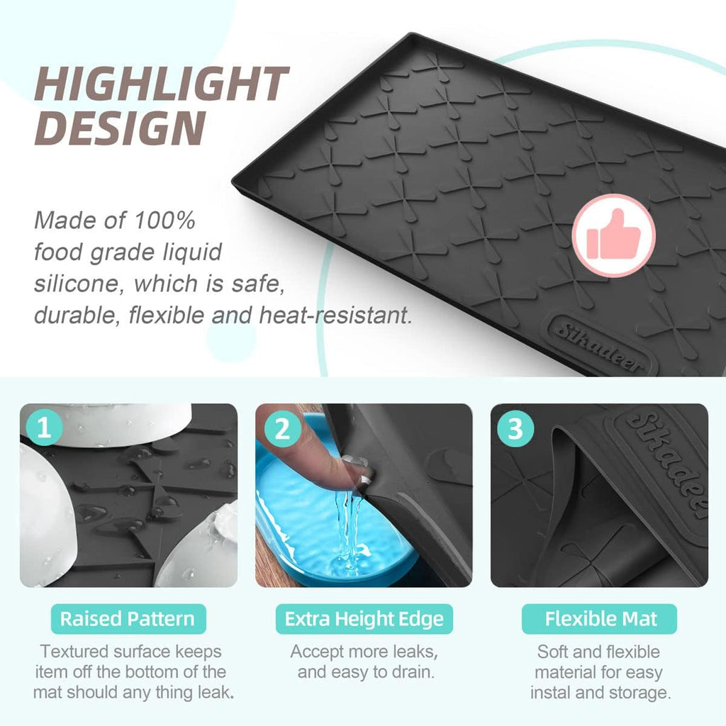 SIKADEER 31" x 19" Under Sink Mat Waterproof, Silicone Mat Kitchen Drawer Shelf and Cabinet Liner, Sink Protector for Kitchen Organizers and Storage, Boot Tray Pet Food Mats