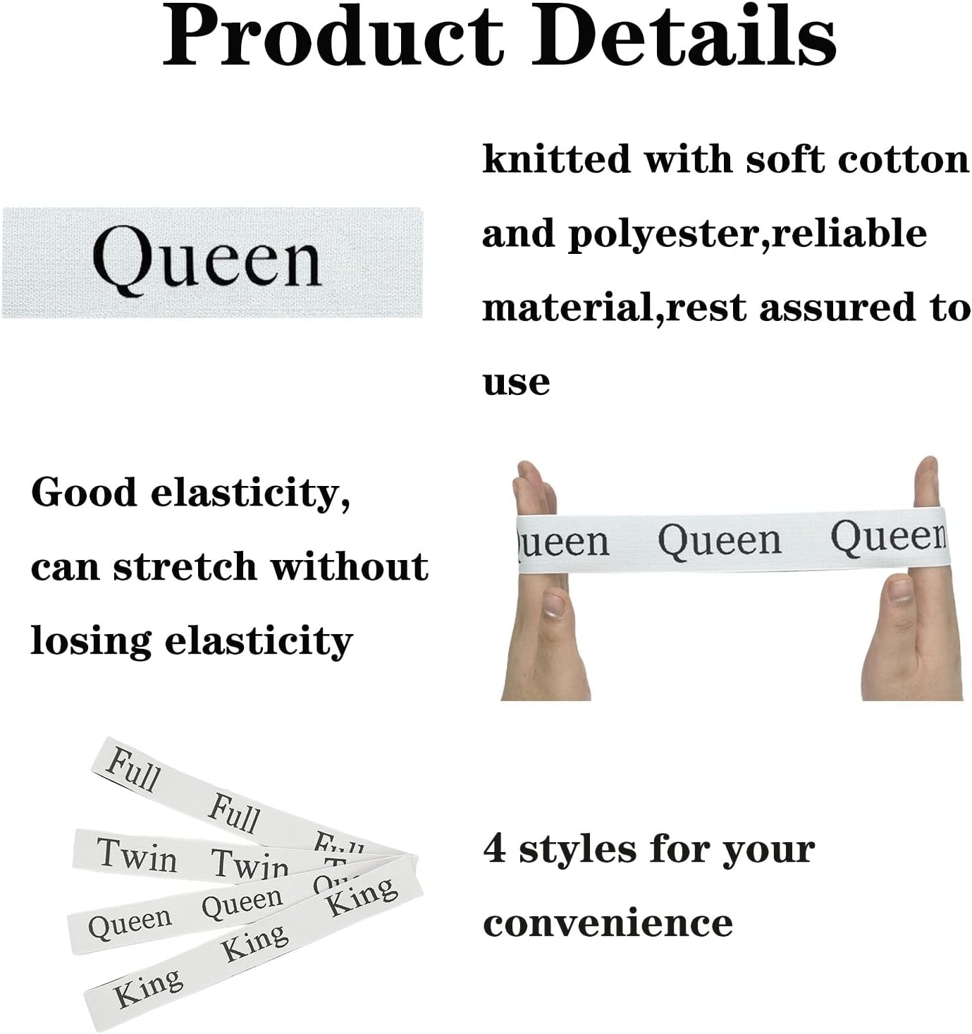 4 Pieces Bed Sheet Organizer Bands, Sheet Organizers and Storage Label Bands, Sheet Label for Bedding, Sheets Organizer for Closet,Sheet Keepers Linen Labels Bedding Bands (4Pcs Queen)