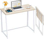 WOHOMO Folding Desk, Small Foldable Desk 39.4" for Small Spaces, Space Saving Computer Table Writing Workstation for Home Office, Easy Assembly, Oak