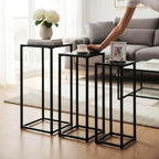HAKU Möbel Flower column set of 3, metal, black, W 22 x D 22 x H 61 cm/W 26 x D 26 x H 66 cm/W 30 x D 30 x H 71 cm