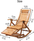 Wood Recliner Folding Chair with Footrest,Comfy Rocking Armchair with Upholstered,Comfy Glider Rocker(Blue)