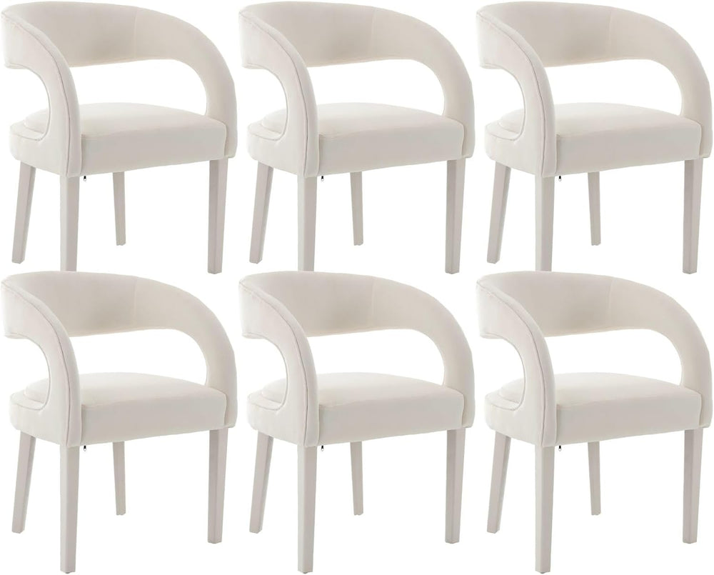 CIMOTA White Upholstered Dining Chairs Set of 6 Modern Kitchen & Dining R...
