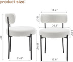Boucle Dining Chairs Set of 6, Mid Century Modern Dining Room Chairs with Metal Legs, Upholstered Kitchen Chairs for Dining Room, Kitchen (White)