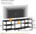 HOOBRO LED TV Stand for 75 Inch TVs with Charging Station, Gaming Entertainment Center with 3-Tier Open Storage, Long 63” Media TV Console Table, TV Stand for Living Room, Bedroom, Black BB21UDDS01