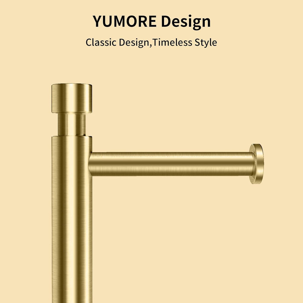 YUMORE Toilet Paper Holder Stand Freestanding, Weighted and Sturdy Stainless Steel Design with Non-Slip Cap, Gold Rustproof Tissue Roll Holder for Modern Bathroom, RV
