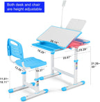 Artist hand Height Adjustable Kids Desk and Chair Set with LED Light,Drawer | Ergonomic Kids Desk with Tiltable Desktop, Kids Drawing Table Study Desk for Kids 3-12 Boys Girls