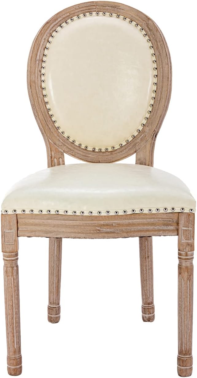 Nrizc French Country Dining Chairs Set of 4, Leather Farmhouse Dining Room Ch...