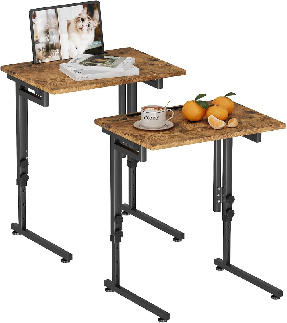 Adjustable Folding TV Tray Table,TV Dinner Small Foldable C-Shaped End Table ...