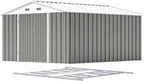 Patiowell 10 x 12 FT Metal Storage Shed for Outdoor with Floor Frame, Steel Yard Shed with Design of Lockable Doors, Utility and Tool Storage for Garden, Backyard, Patio, Outside use, Grey