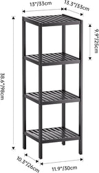 SMIBUY Bathroom Storage Shelf, 4-Tier Bamboo Rack Organizer, Multifunctional Shelving Unit for Living Room Bedroom Kitchen (Black)