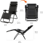 Amazon Basics Zero Gravity Lounge Chair with Pillow, Foldable Outdoor Reclining Chair for Patio and Beach, Weather-Resistant Textilene, 300 lb Capacity, 26", Black