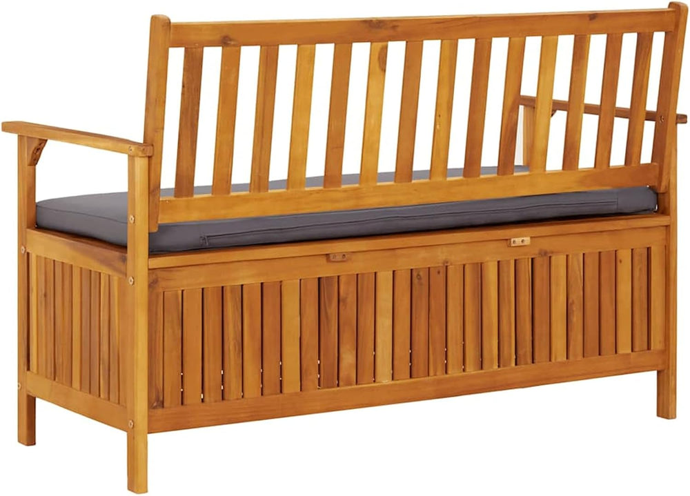 Gecheer Garden Storage Bench, 120 cm Solid Acacia Wood Patio Seating with Sto...