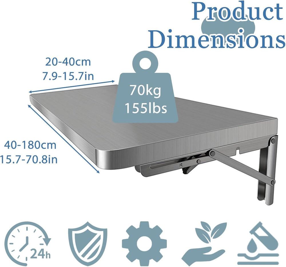 304 Stainless Steel Wall Mount Folding Table 16 20 24 28 32 36 40 43 47 51 59...