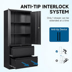 2-Drawer Metal File Cabinet, Lateral Vertical Filing Cabinets for Home Office, Locking File Cabinet with Storage Shelves, Legal/Letter/A4 Size Office File Cabinets (Black, Assemble Required)