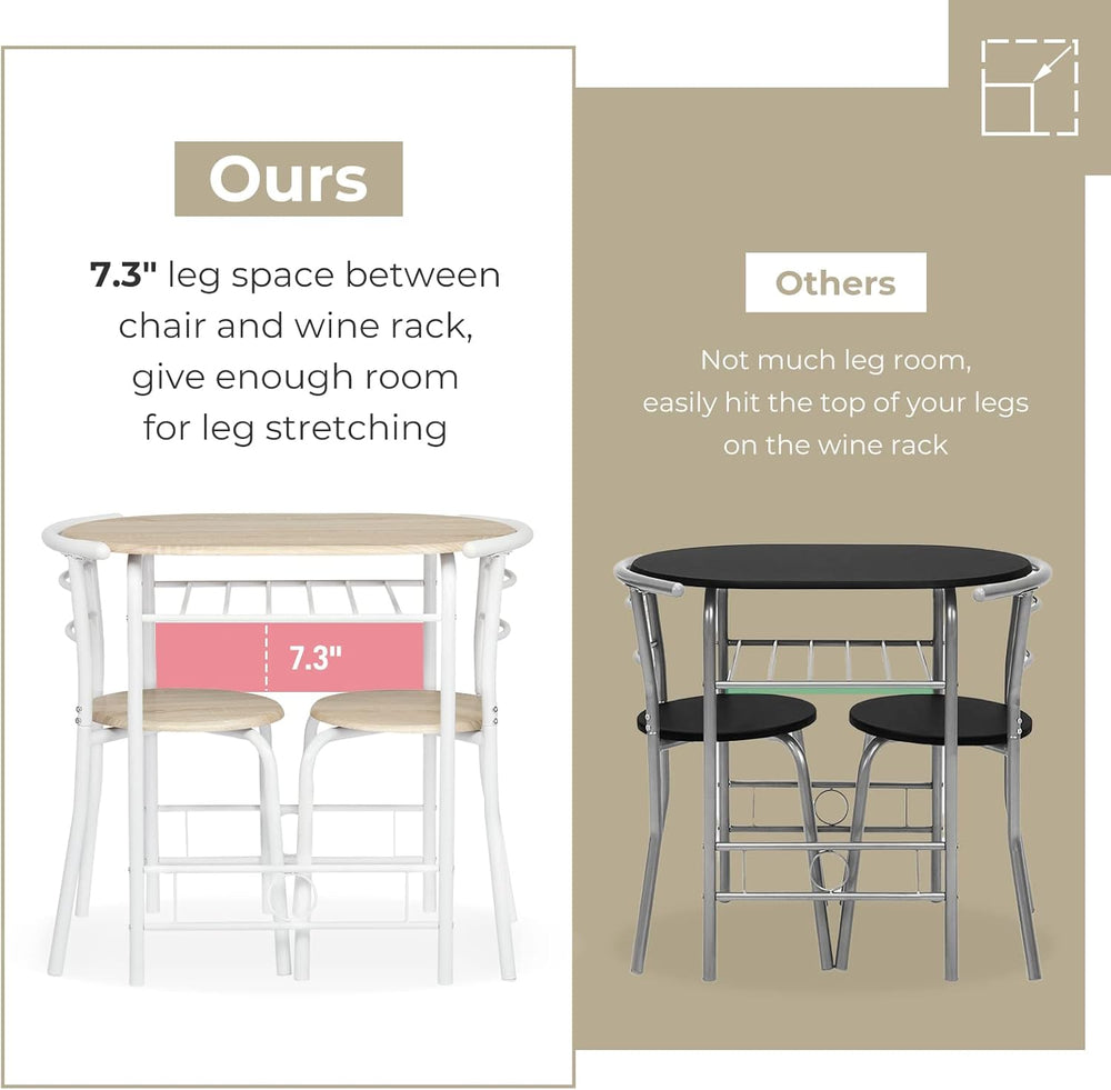 VINGLI 3 Piece Dining Set,Small Kitchen Table Set for 2,Breakfast Table Set,K...