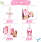6 PCS Headband Bow Holder for Girls Hair Bows Clips Storage Bow Organizer hanger for Girls Hair Bows accessories Wall Hanging Organizer for Baby Room, Nursery Decors or Travel (Pink)