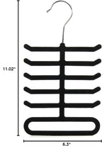 Hangerworld Single Black Flocked Tie Rack & Belt Organiser Non-Slip Coat Clothes Accessory Hanger, Metal