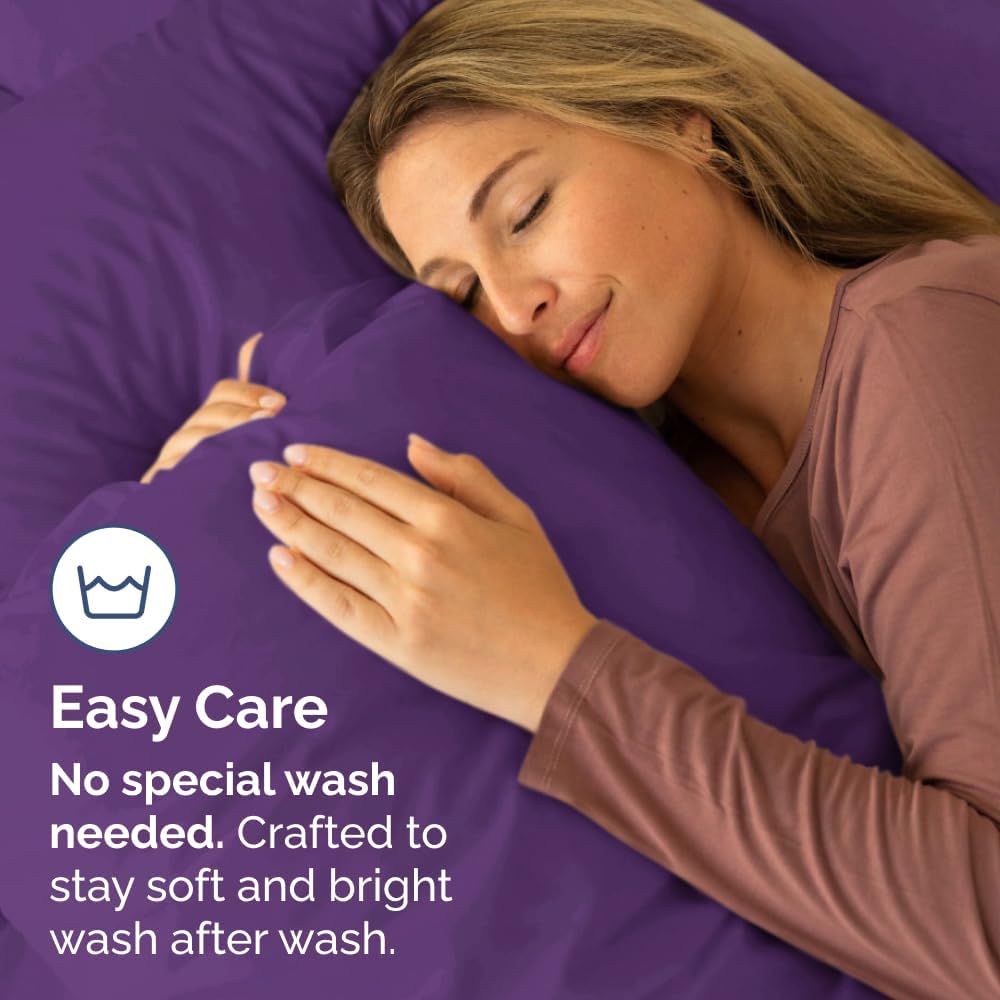 Queen Pillow Cases - 2 Pack - Super Soft Pillowcase Covers - Envelope Enclosure - Hotel Quality Pillow Protectors - Wrinkle Free, Fade, Shrink & Stain Resistant - Machine Washable - 20" x 30" (Purple)
