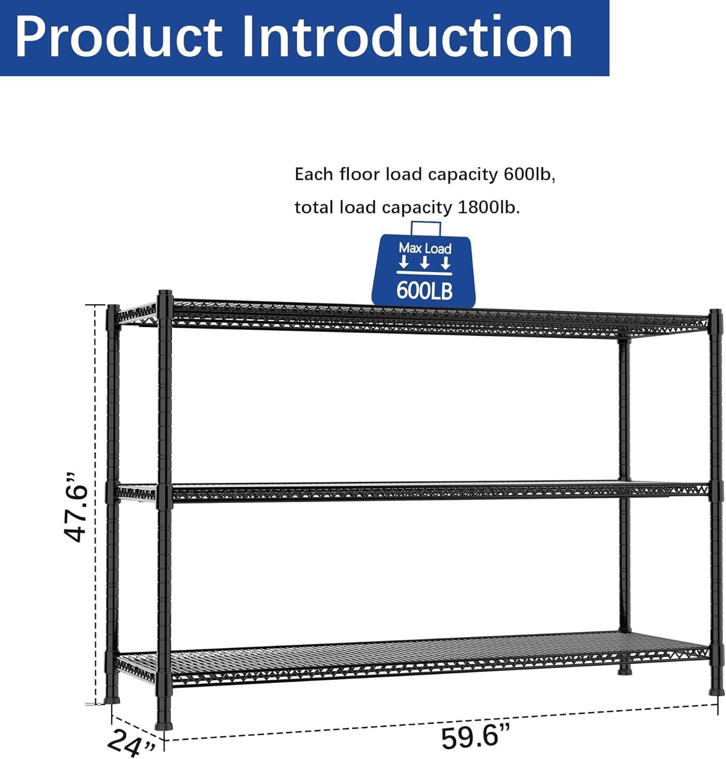 REGILLER 3-Wire Shelf Adjustable Heavy Duty Storage Shelves,Metal Organizer Wire Rack for Laundry Bathroom Kitchen Pantry Closet Garage Shelving No Wheel