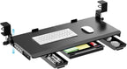 Large Height Adjustable Keyboard Tray with Sturdy C-Clamp Mount and Storage Drawer, 27"(31" Including Clamps) x 12" Slide Out Ergonomic Keyboard Trays for Home and Office, Black