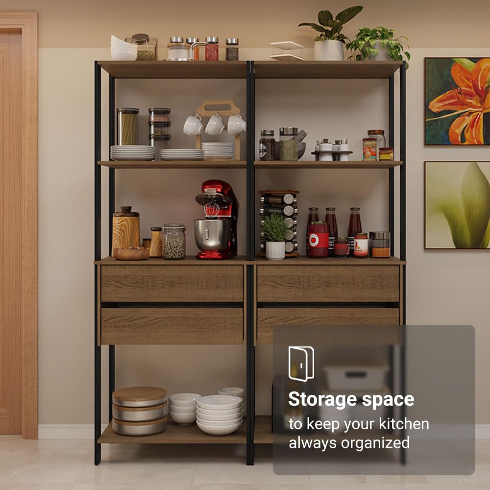 Madesa Kitchen Pantry Storage Rack with 4 Drawers and 6 Open Shelves 55"...