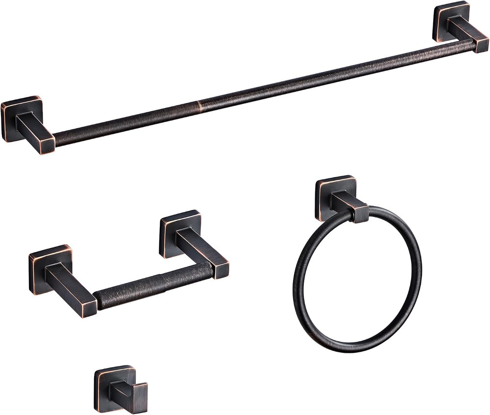 Bathroom Hardware Set 4 Pieces,Oil Rubbed Bronze Bathroom Accessories Set Sta...