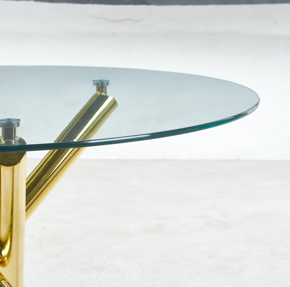 Modern Dining Room Table for 4 People, 36" Round Dining Table with Gold ...