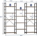NUMENN Triple 5 Tier Bookshelf, Wide Book Shelf with 14 Open Display Shelves, Modern Tall Bookcase Furniture for Living Room Home Office, Vintage