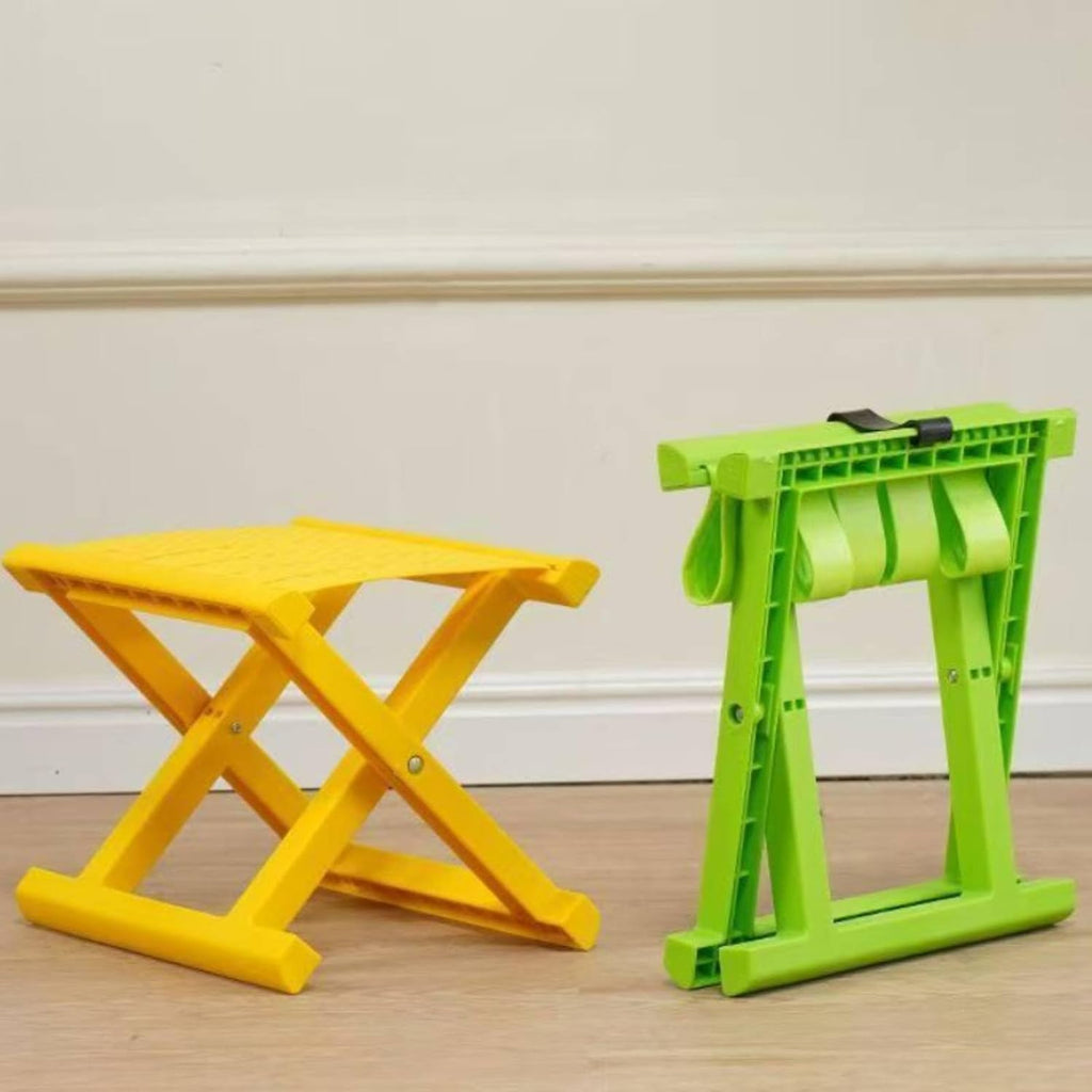 SM SunniMix Foldable Seat Portable Folding Stool Chair Travel Stool Space Saving Mechanism PP Base Easy to Store Suitable for Camping Hiking Fishing Dorm Room Garden, Yellow